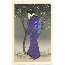 Miezo Shimizuによる浮世絵「Okiku drying her eyes- Kotobuki no Kadomatsu」