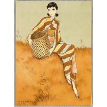 Nakahara Junichi: Girl with Basket - Japanese Art Open Database