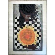 Nakayama Tadashi: Girl with sunflower - Japanese Art Open Database