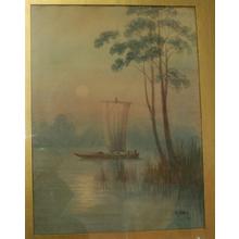 Niimi K: Sailboat on lake - Japanese Art Open Database