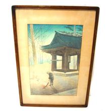 Saito Hodo- Nishimura Hodo: Unknown- Cleaning temple grounds - Japanese Art Open Database