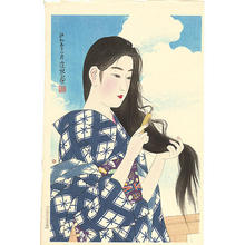 Ito Shinsui: After washing her hair - Japanese Art Open Database