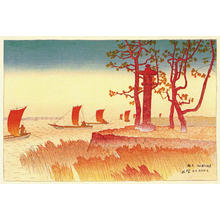 Ito Shinsui: Sunset Glow at Yabashi - Japanese Art Open Database
