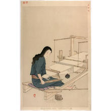 Shodo Yukawa: Village woman weaving in the Kansho era (1460-1466) — Kansho nenkan shizu no onno no hatori - Japanese Art Open Database