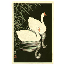 Shoson Ohara: Swan and Reeds - Japanese Art Open Database