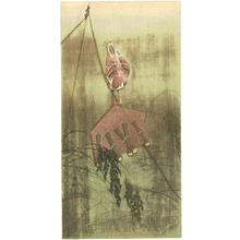 Shoson Ohara: Tree sparrow on a wind-chime scarecrow - Japanese Art Open Database
