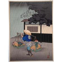 Shotei Takahashi: Flower Seller in the Rain - Japanese Art Open Database