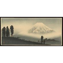 Shotei Takahashi: M14- Mt Fuji in mist- mountain pass in front - Japanese Art Open Database