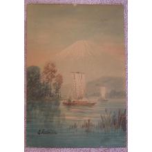 Shumin: Sailboat on a River by Mt Fuji - Japanese Art Open Database