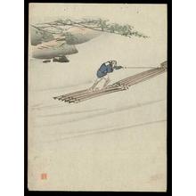 Estampe japonaise "Man on a Raft" par Shunkyo