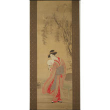 Katsukawa Shunsho: A Beautiful Woman beneath a Willow Tree — 柳下美人 - Japanese Art Open Database