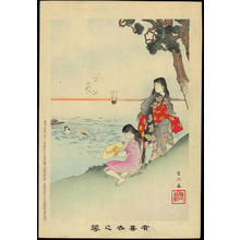 宮川春汀: Sea Bathing — 海水浴 - Japanese Art Open Database
