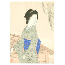 Suzuki Kason: Bijin and Willow Tree - Japanese Art Open Database