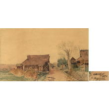 Japanese Print "View of a suburb of Tokyo, distant view of Mount Fuji to left" by Suzuki Y