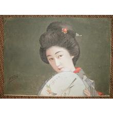 Tani: Bijin with fan - Japanese Art Open Database