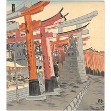 Tokuriki Tomikichiro: Fushimi Inari Taisha in Niyama — 伏見稲荷山 - Japanese Art Open Database
