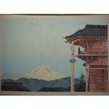 Tokuriki Tomikichiro: Fuji viewed from the Moto-zenkoji Temple in Kofu — 甲府元善光寺の冨士 - Japanese Art Open Database