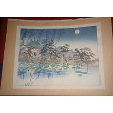 徳力富吉郎: Fall- The Moon Viewed at Shinobazu Pond - Japanese Art Open Database