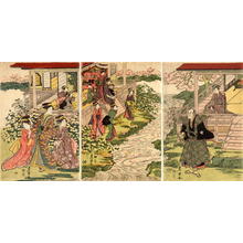 Estampe japonaise "Bijin in a Spring Garden" par Utagawa Toyokuni (Toyokuni 1 Utagawa (歌川豊国（初代）))