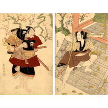 歌川豊国: Diptych- Kabuki scene on a Temple steps - Japanese Art Open Database
