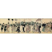 Utagawa Toyokuni I: Festive procession of a noble family and entourage at Mt Fuji - Japanese Art Open Database