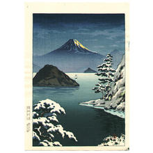 風光礼讃: Fuji from Mitsuhama (Mito) in Snow - Japanese Art Open Database
