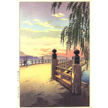 風光礼讃: Sunset Glow at Seta Bridge — 瀬田の夕暮れ - Japanese Art Open Database