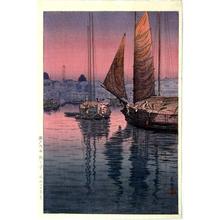 風光礼讃: Sunset at Tomonotsu, Inland Sea - Japanese Art Open Database