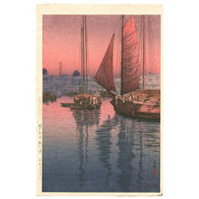 Japanischer Druck "Sunset at Tomonotsu, Inland Sea" von Tsuchiya Koitsu, 風光礼讃 (Tsuchiya Koitsu (土屋光逸))