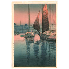 風光礼讃: Sunset at Tomonotsu, Inland Sea - Japanese Art Open Database