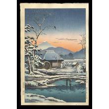 Tsuchiya Koitsu: Tokaido Yaizu-no-hara (Snowy Farmyard in Yaizu) — 東海道焼津の原 - Japanese Art Open Database