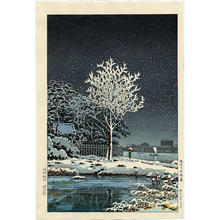 風光礼讃: Snow on Sumida River - Japanese Art Open Database