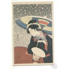 Unknown: Courtesan in snow - Japanese Art Open Database