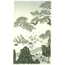 無款: River and bridge scene- greyscale- PC - Japanese Art Open Database