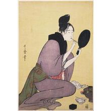 喜多川歌麿: Applying Lipstick - Japanese Art Open Database