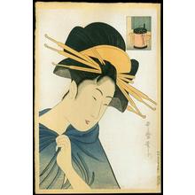 Kitagawa Utamaro, 喜多川歌麿 (Utamaro 1 Kitagawa (喜多川歌麿))创作的日本版画《A Courtesan with an Elaborate Coiffiure》