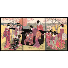 喜多川歌麿: Beauties and Cherry Blossoms - Japanese Art Open Database