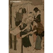 Kitagawa Utamaro: Beauties treating leather - Japanese Art Open Database