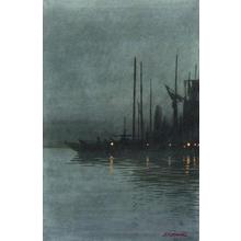 Yamamoto: Ships in harbour at night - Japanese Art Open Database