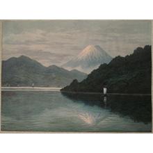 Yoshida A: Mt Fuji from Lake with Sailboats - Japanese Art Open Database