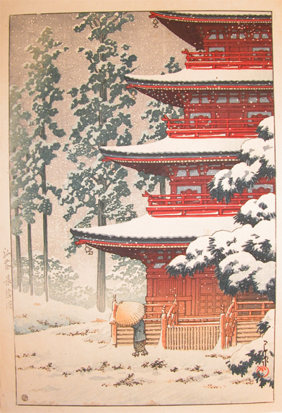 Kawase Hasui: Saishoin Temple in Snow, Hirosaki - Ronin Gallery - Ukiyo ...