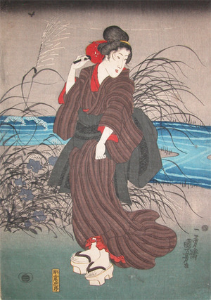Utagawa Kuniyoshi: Cooling Off by the River - Ronin Gallery