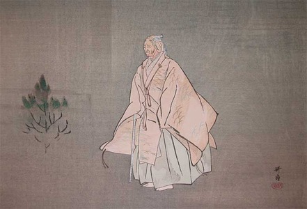月岡耕漁: Obasute; The Old Woman Abandoned in the Hill - Ronin Gallery