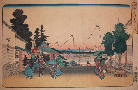 Japanese Print "Kite Flying at Kasumigaseki" by Suzuki Hiroshige (Hiroshige)