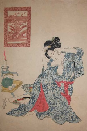 Utagawa Kunisada: Bijin Fixing Her Hair - Ronin Gallery