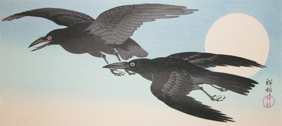 Koson: Crows in Moonllight - Ronin Gallery