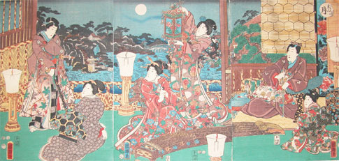 Utagawa Kuniteru: Moon at Higashiyama - Ronin Gallery