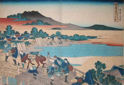 Katsushika Hokusai: Fukui Bridge in Echizen - Ronin Gallery