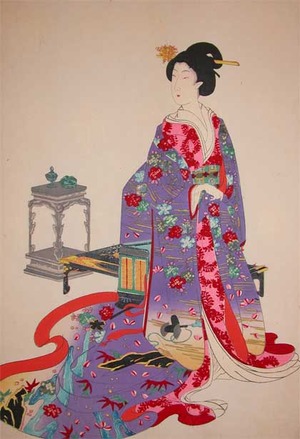 Toyohara Chikanobu: Bijin at Chiyoda Castle - Ronin Gallery