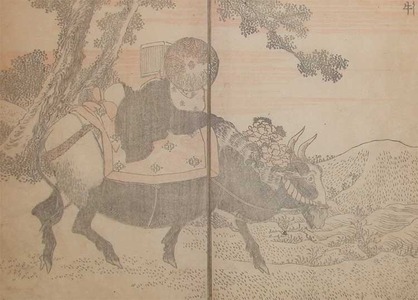 Katsushika Hokusai: Reading on an Ox - Ronin Gallery